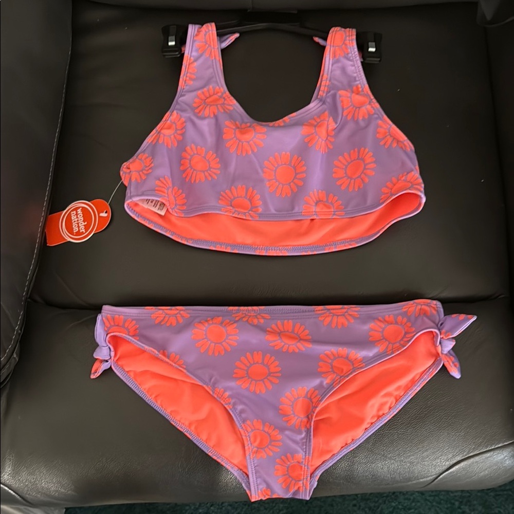 Wonder Nation Purple and Pink Bikini Set with Tank Top